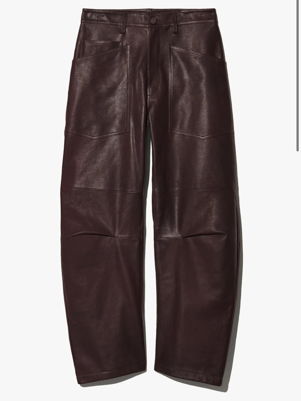 Nili Lotan Dark Brown Leather Wide-Leg Relaxed Pants
